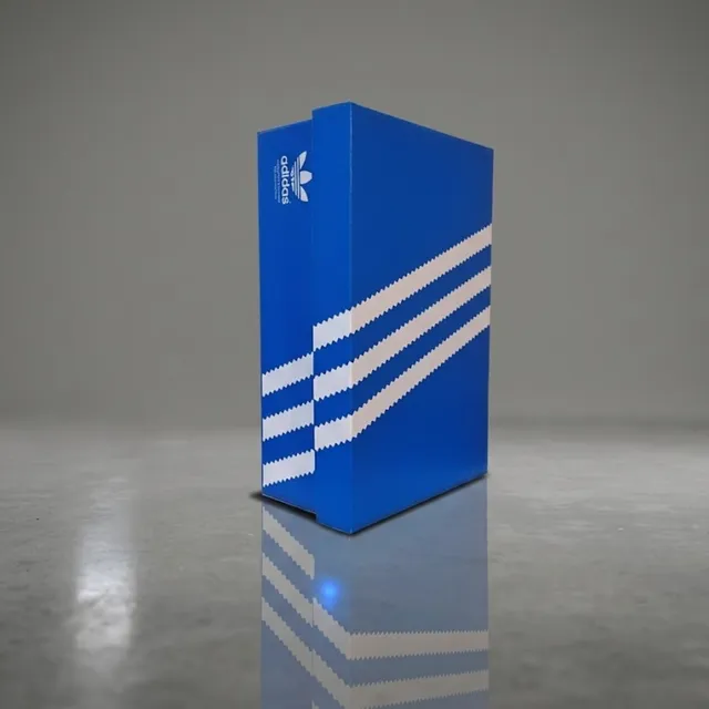 Коробка для взуття Adidas 32×20×11 см коробка для кросівок світло синя з білим логотипом Adidas