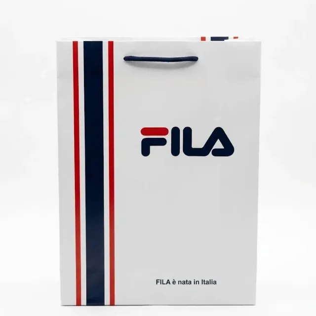 Подарунковий пакет Fila 37×26×13 см I Фірмовий паперовий пакет з ручками для взуття та одягу